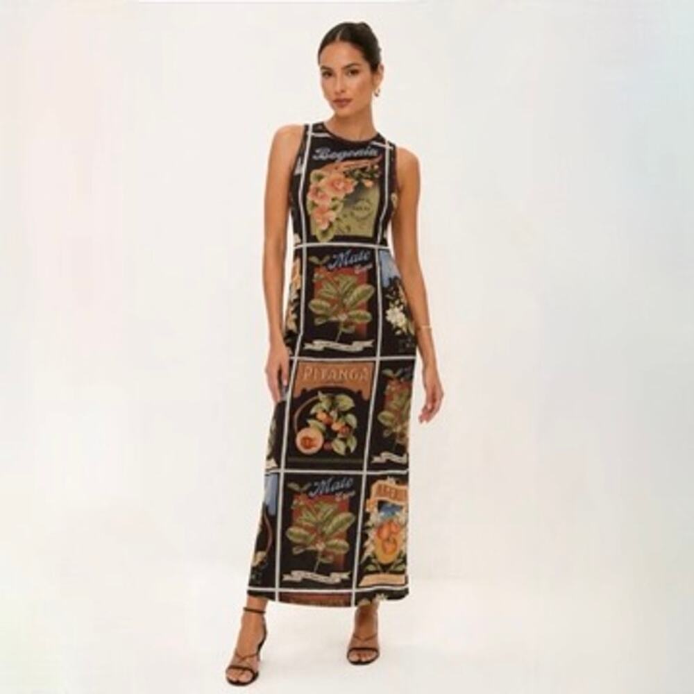 FARM Rio Vestido Tule Selos Do Brasil Midi/Maxi Dress - Size Large (Grande)